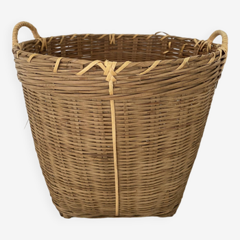 Basket, vintage bamboo laundry basket, toy basket, storage basket