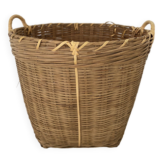 Basket, vintage bamboo laundry basket, toy basket, storage basket