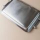 Silver-tone Stainless Steel Vintage Drinking Set for 6 with Tray, 1970s Italian Minimalist Design