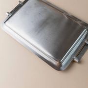 Silver-tone Stainless Steel Vintage Drinking Set for 6 with Tray, 1970s Italian Minimalist Design