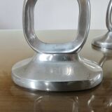 Pair of 1980 aluminum "circle" candlesticks
