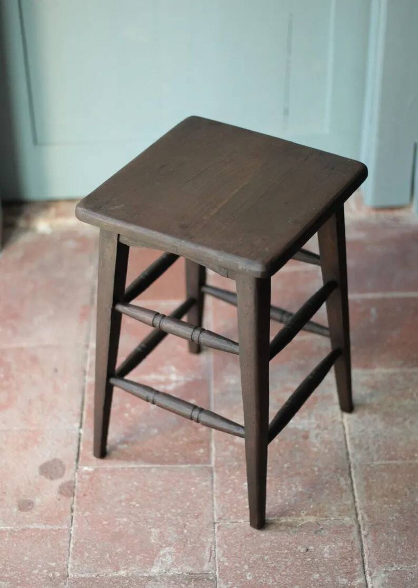 Vintage French stool from the 1940s, wooden stool, extra seat, stool.