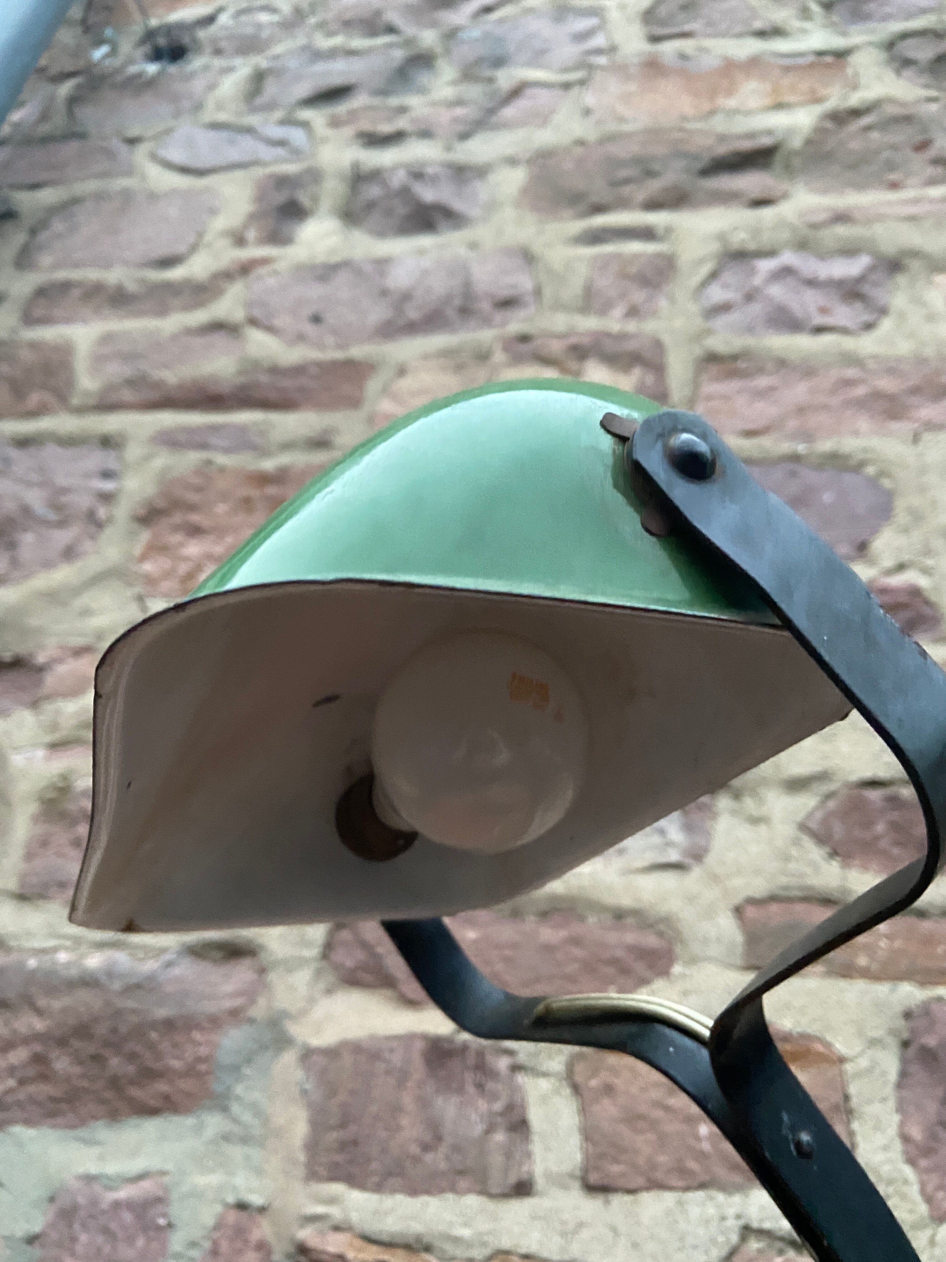 Art deco banker's lamp, 1930s bauhaus horax style enamel