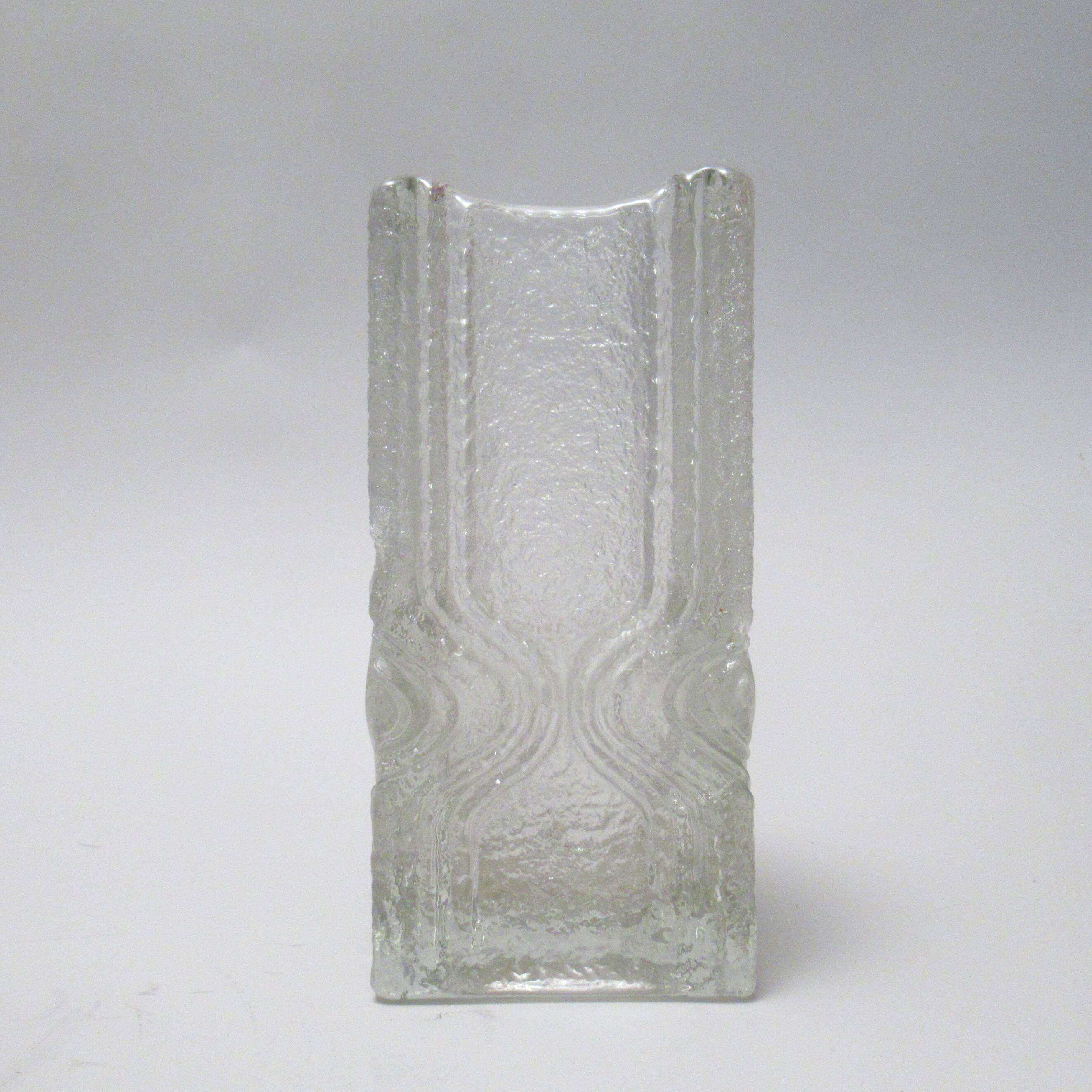 Brutalist moulded glass vase from the 1970s.