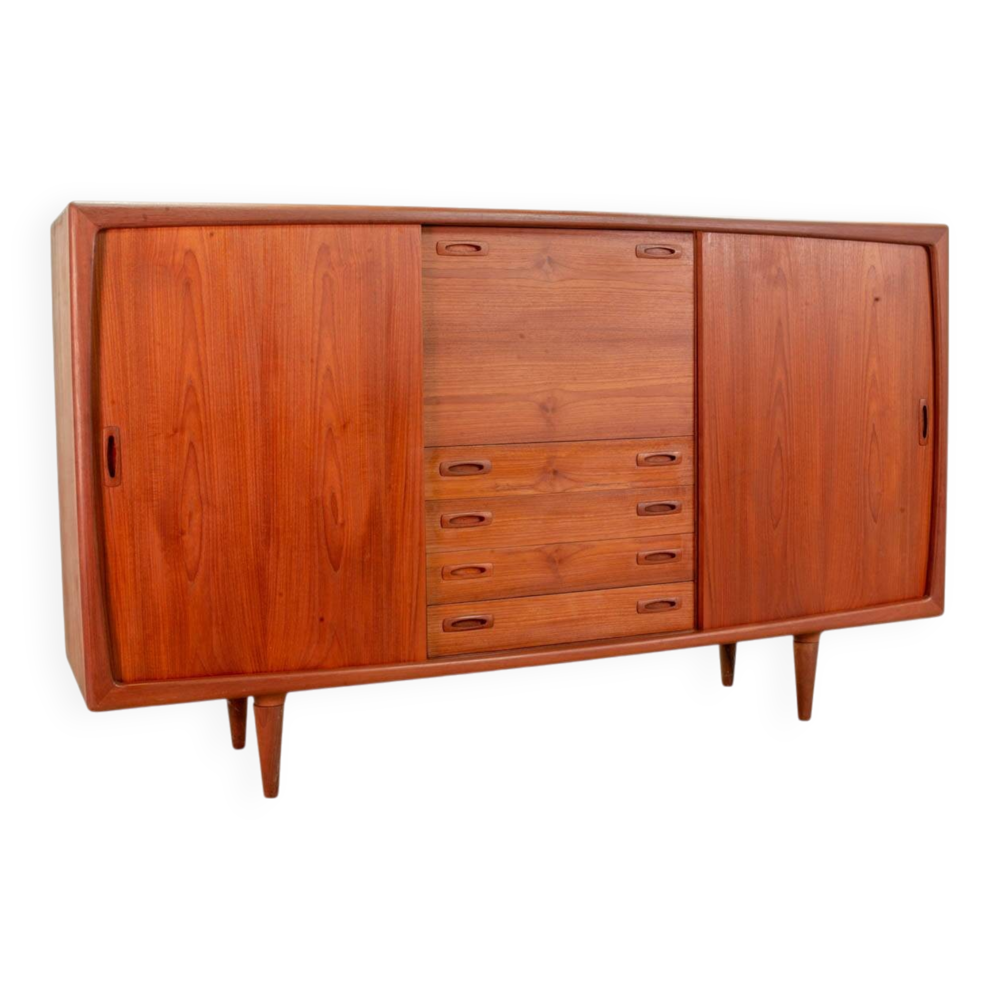 XL HP Hansen Scandinavian Design Teak Wooden Highboard Credenza Denmark 60s