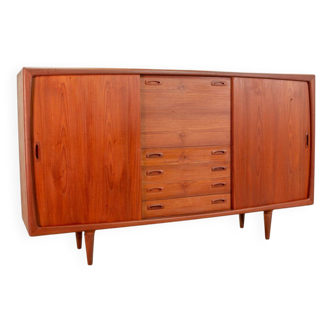 Buffet haut XL HP Hansen en teck au design scandinave, Danemark, années 60