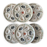 Lot de 6 Assiettes à Huîtres en céramique vintage MBFA PORNIC Made in