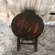 Vintage Turned Dark Wood Milking Stool #A631