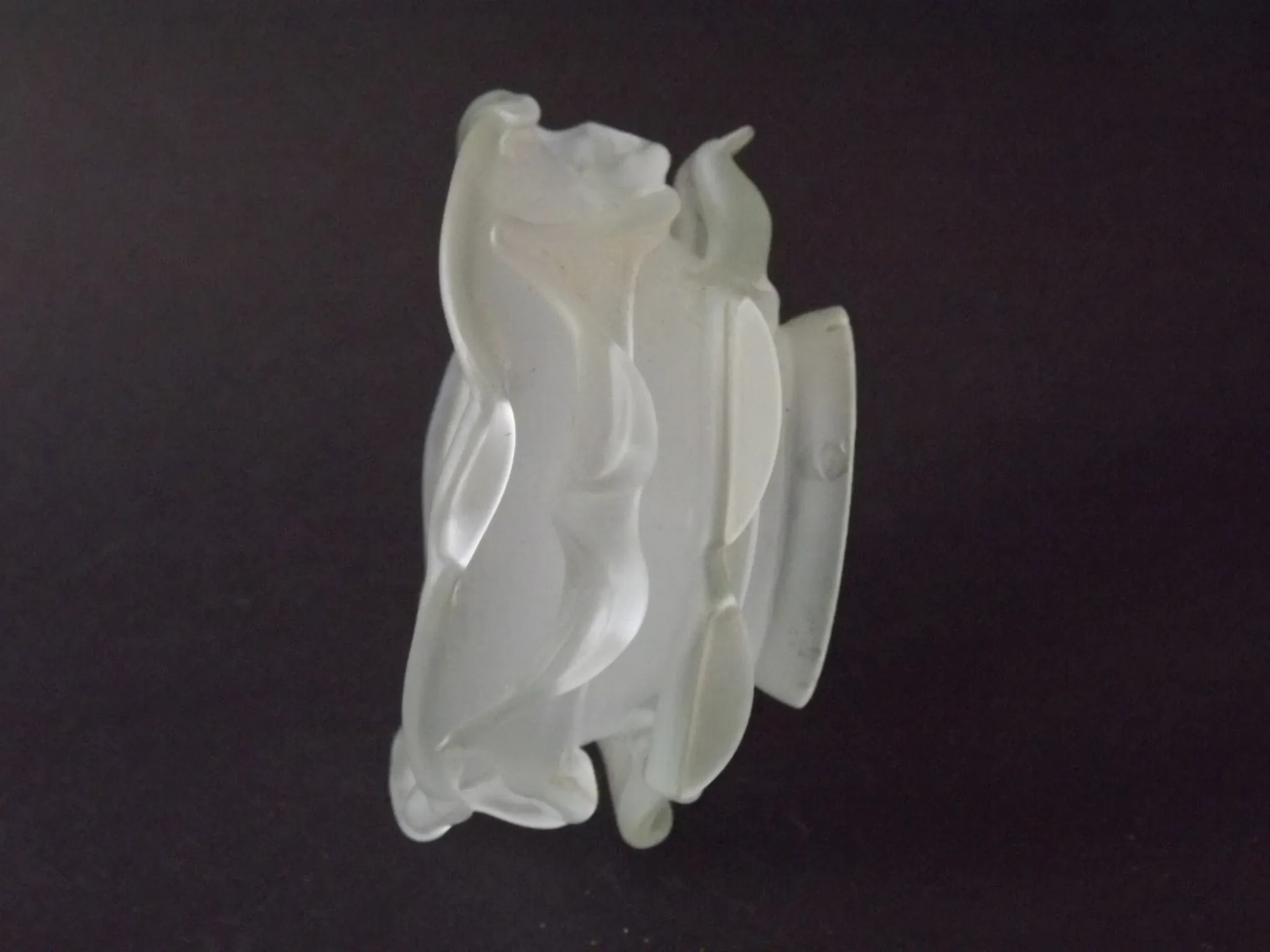 Vintage French Art Deco Frosted Satin Glass Rose Petal Flower Lamp Shade