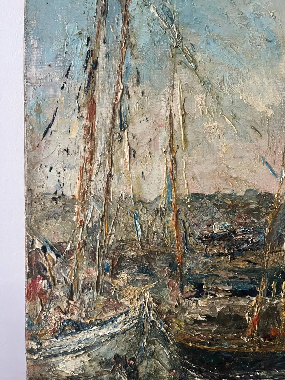 Mediterranean port, oil on canvas knife technique