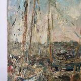 Mediterranean port, oil on canvas knife technique