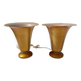 Pair of golden aluminum lamps from the 1960s