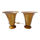 Pair of golden aluminum lamps from the 1960s