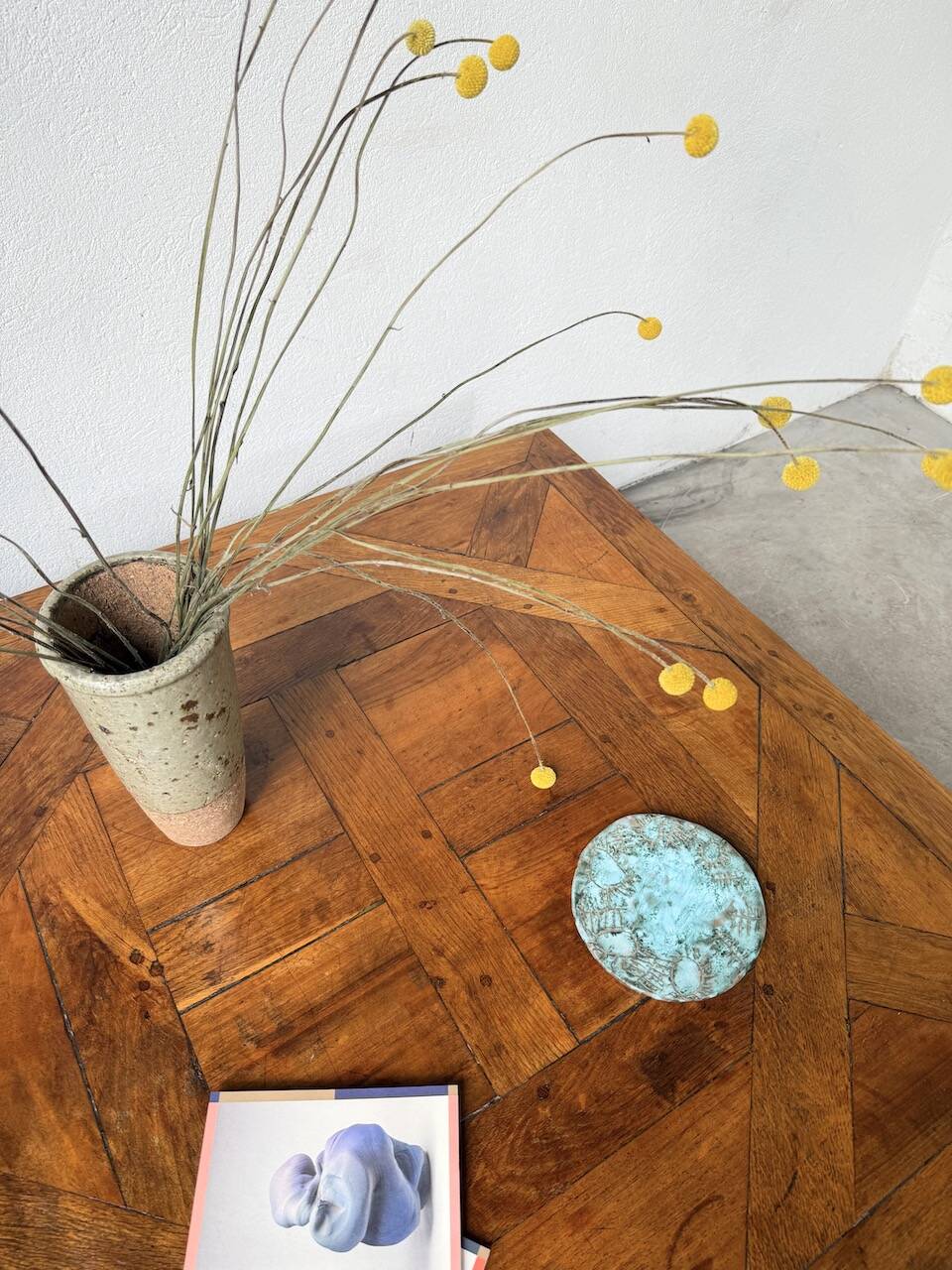 1940s inlaid oak coffee table