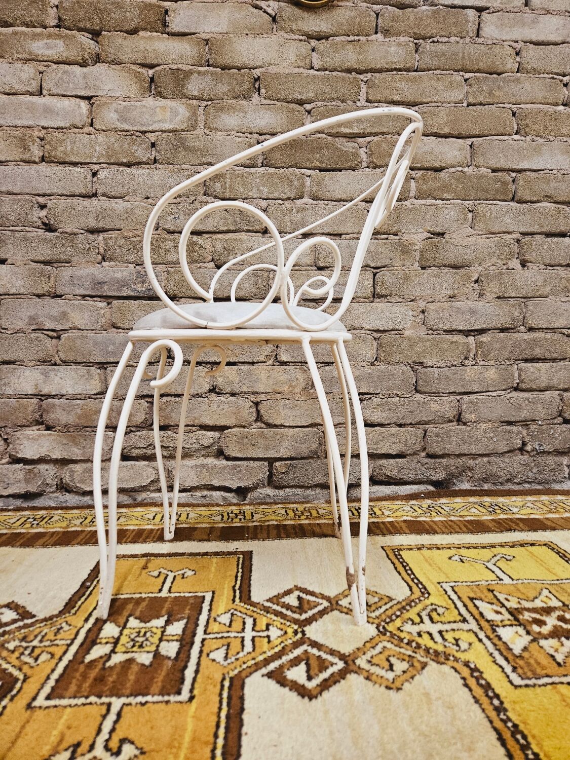 Garden armchair or terrace wrought iron white Montmartre style 60 year
