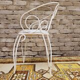 Garden armchair or terrace wrought iron white Montmartre style 60 year