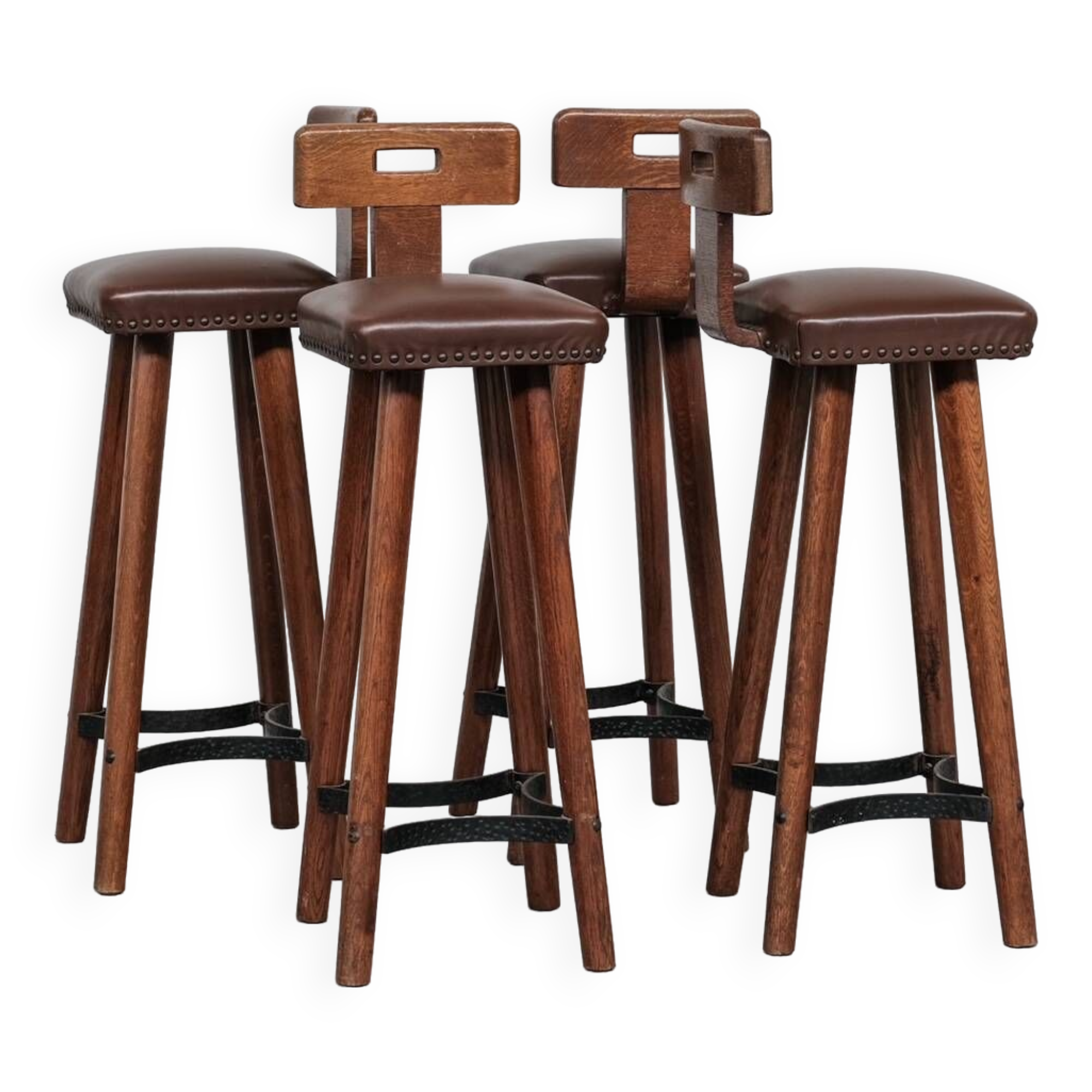 Set of four Mid-Century Dutch bar stools
