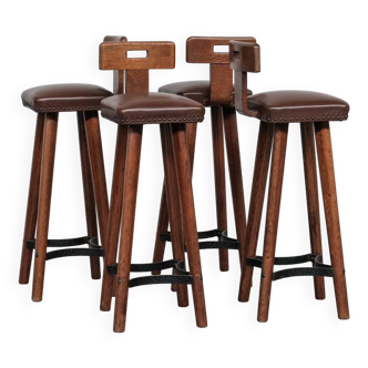 Set of four Mid-Century Dutch bar stools