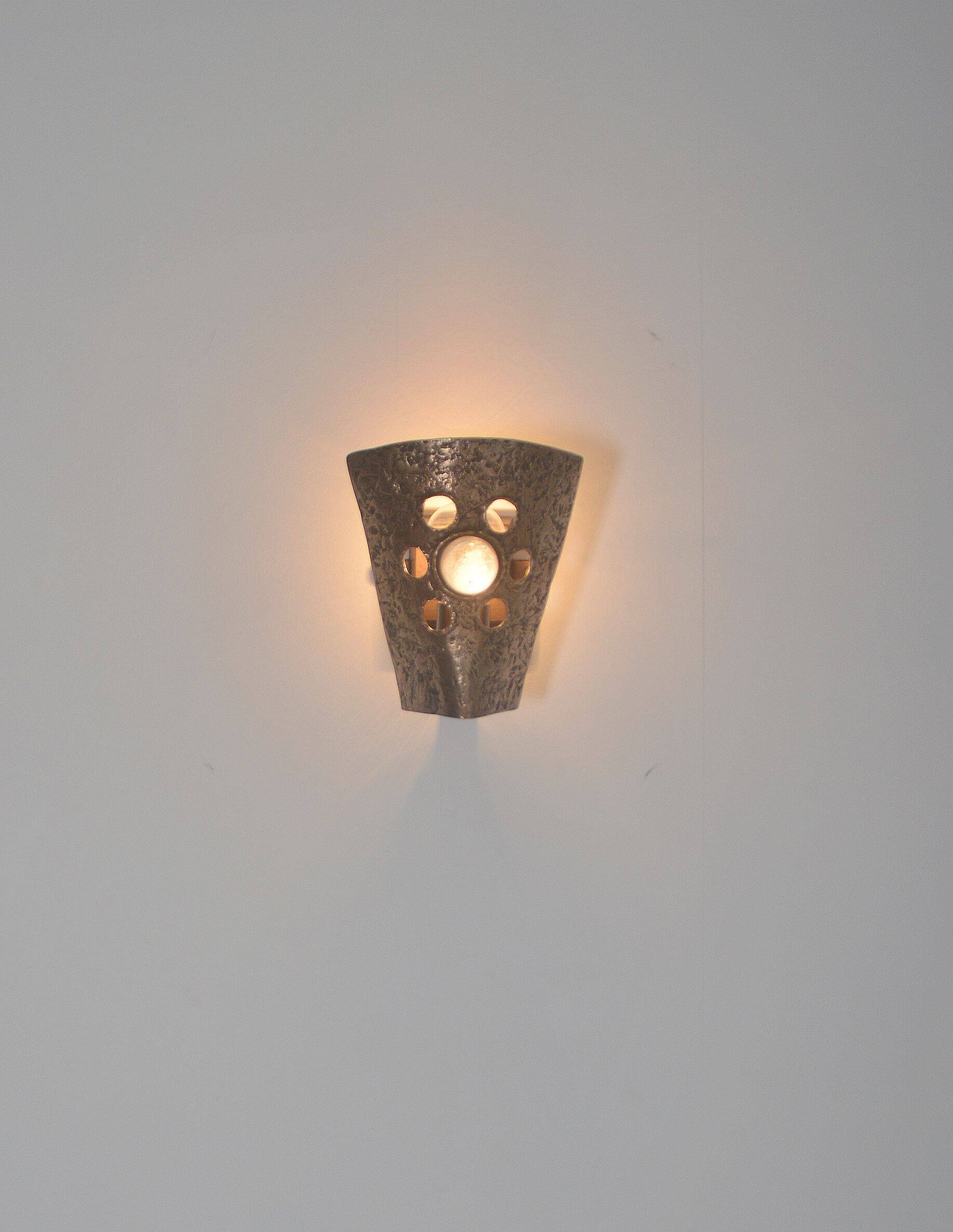 Set of Brutalist wall lamps in bronze, 1960s