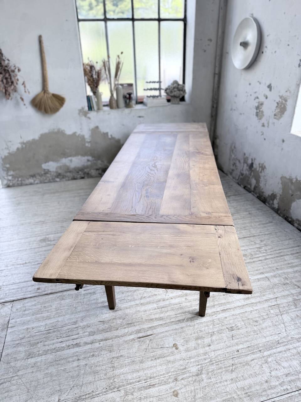 Solid oak farmhouse table with extensions (190-280cm) 1950