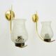 Pair of brass glass tulip wall appliques 60s