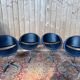 Set of 4 swivel shell chairs – 1980s – Karisma – Leather & Chrome metal