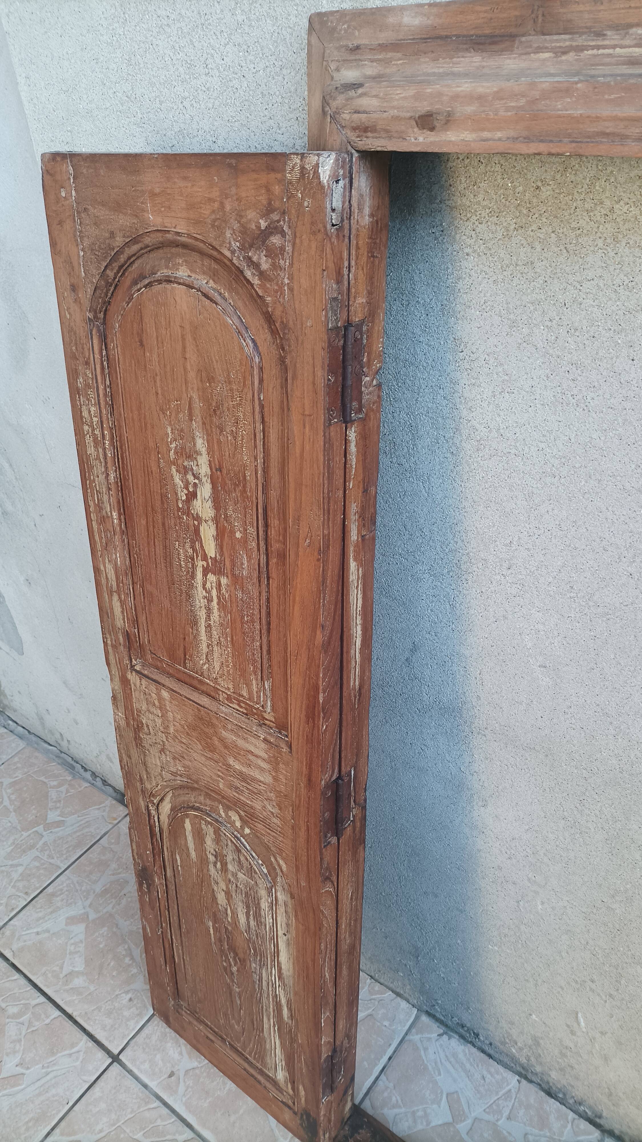 Old cupboard doors, beech wall bookcase (1)