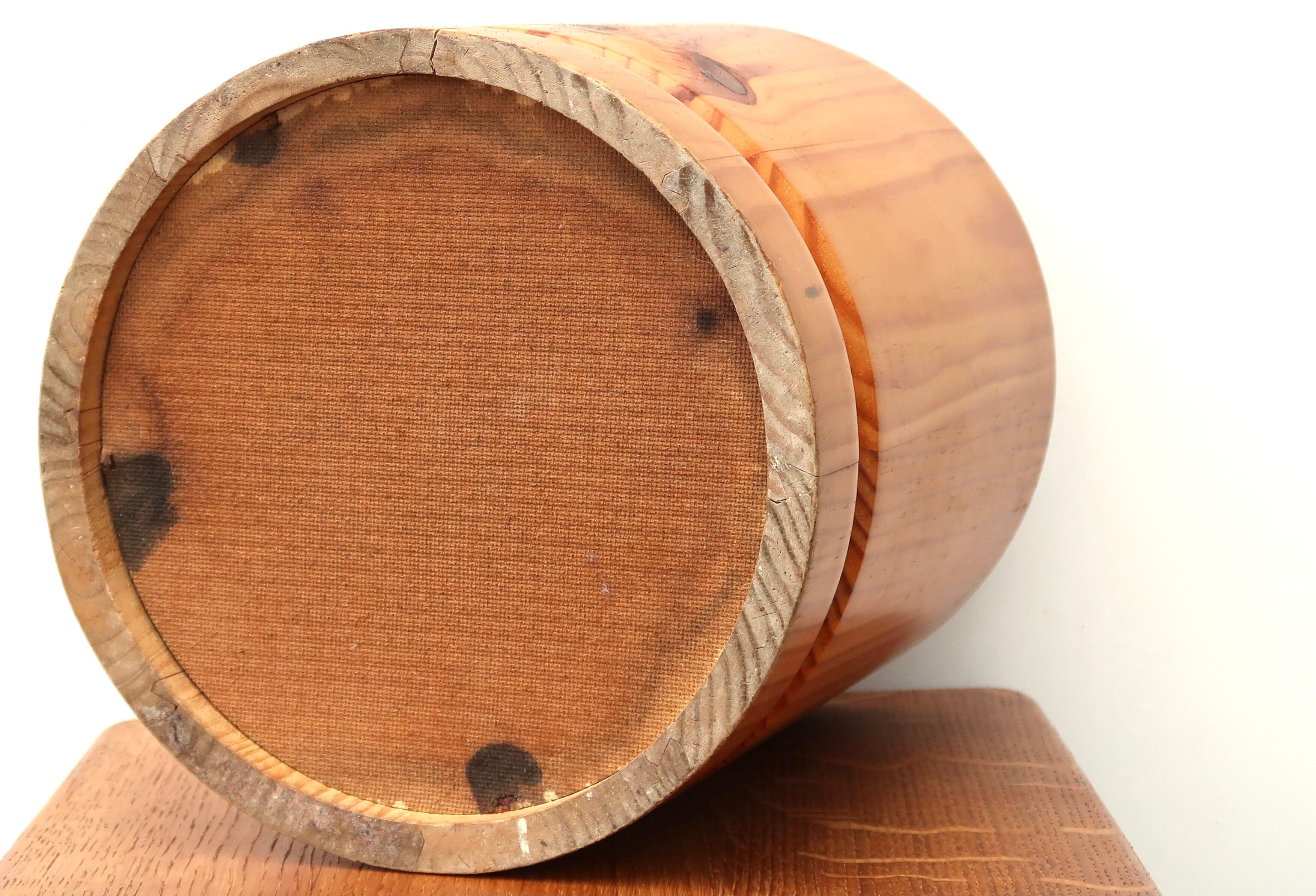 Wooden wastebasket, 70s