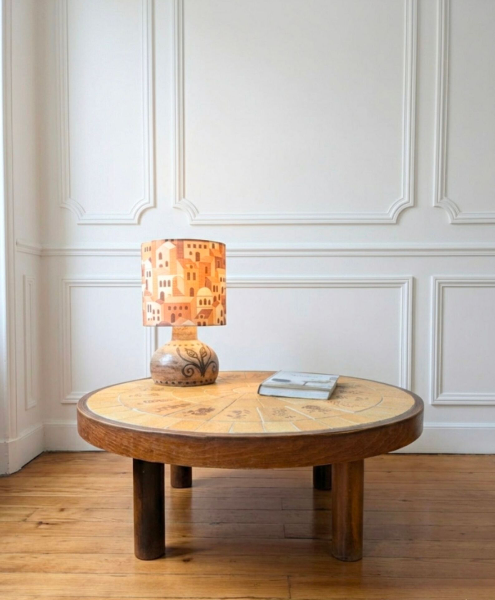rare table basse ''ronde'' Vallauris par Raymonde Leduc.