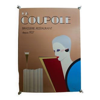 Poster razzia la coupole brasserie restaurant - large format - signed by the artist - on linen