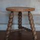 Vintage stool, old wooden stool, tripod stool