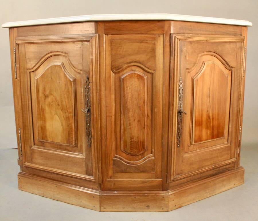 19th century walnut corner cupboard with Carrara marble top