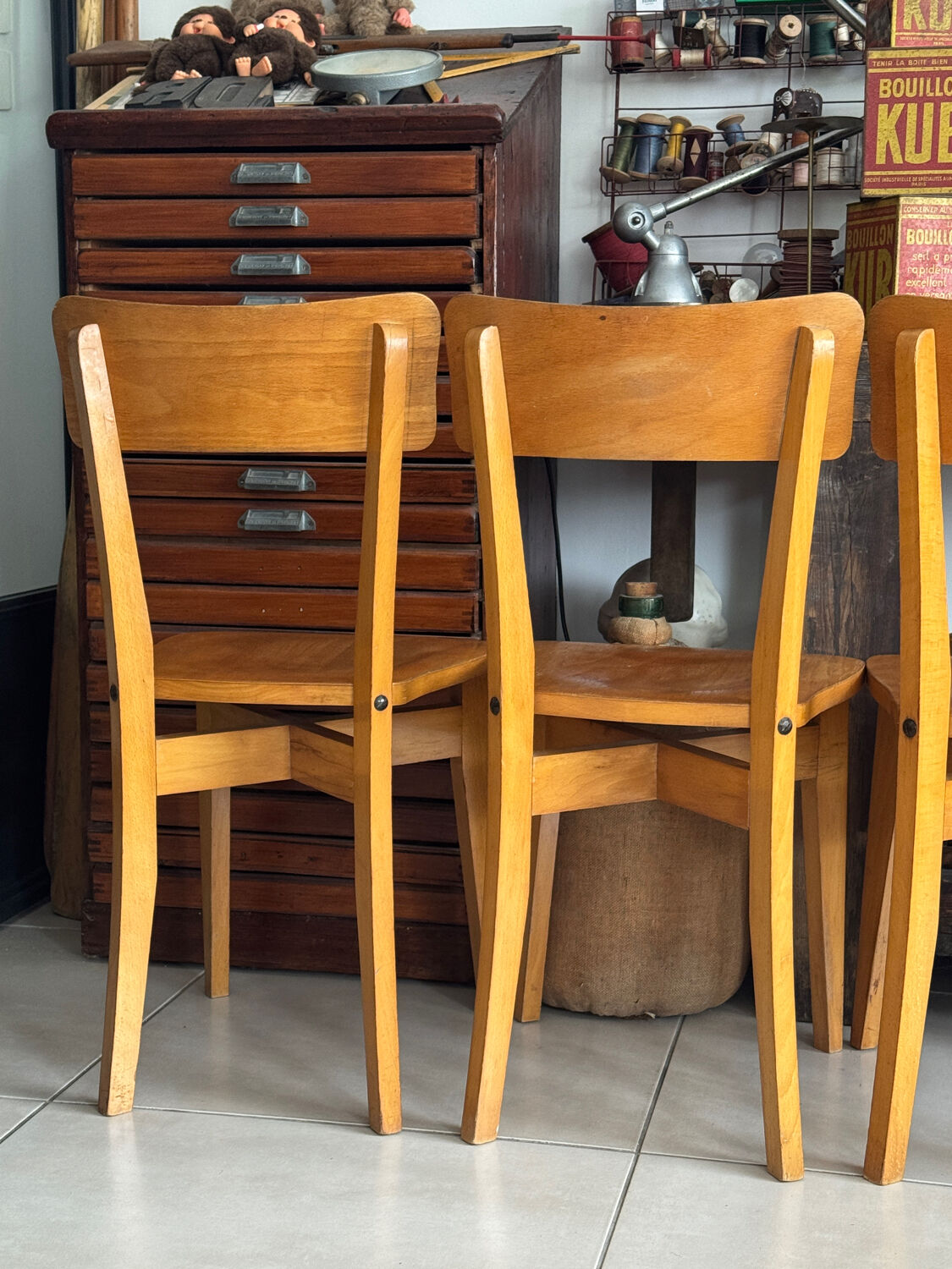 Set of 4 vintage Luterma bistro chairs in wood