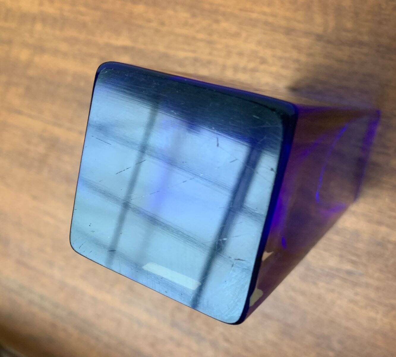 Swedish glass block vase from the mid-century by Aseda Sweden, 1960s.