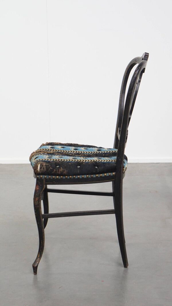 Chaise ancienne française Napoléon III incrustée de nacre