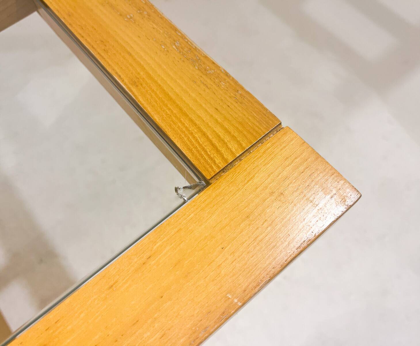 Mid-Century Dining Table, Wood with Glass Top, Italy, 1970s