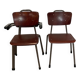Set of 3 Galvanitas mahogany school chairs 1970s Netherlands