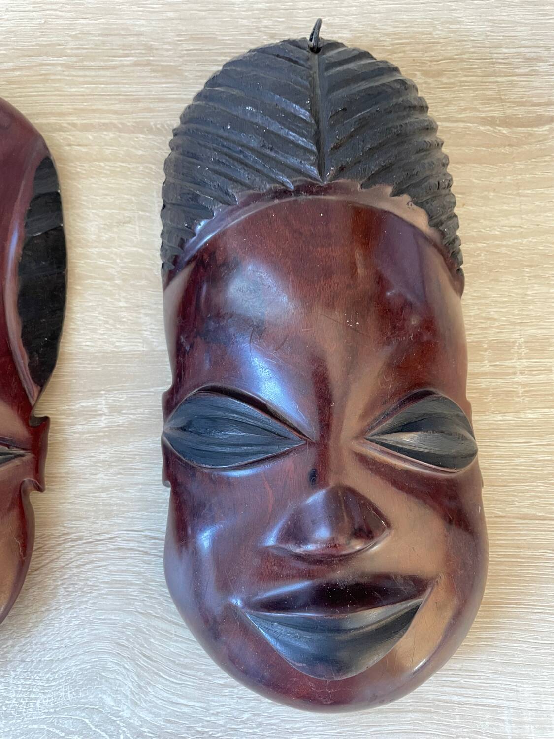 African masks in vintage ebony wood