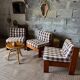 3 vintage wooden armchairs/lounges