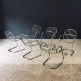 Mid-Century Modern Chrome Dining Chairs by Gastone Rinaldi, Italy, 1970s, Set of 6