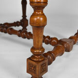 Louis XIII office armchair in leather and walnut carved around 1860