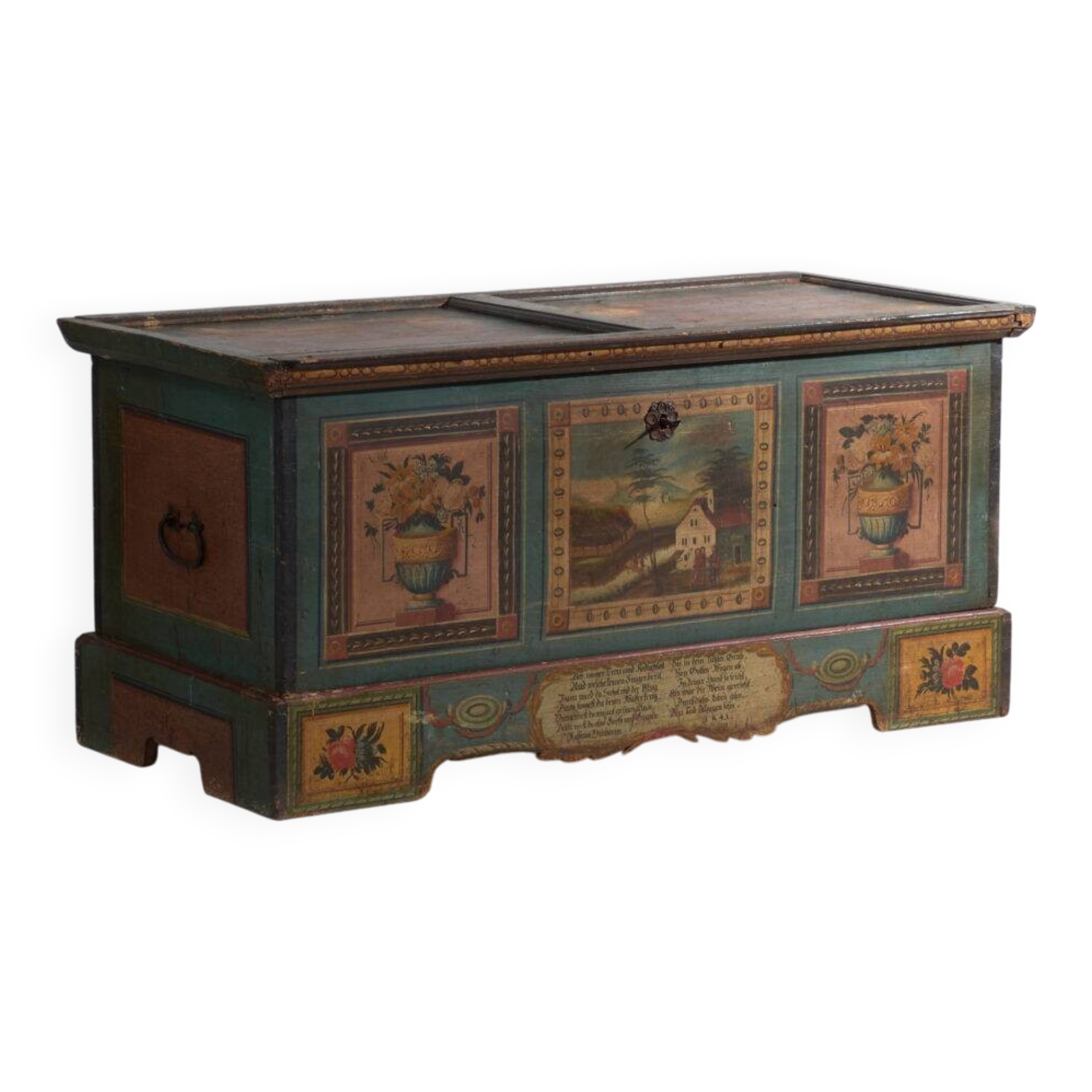 Antique wedding chest painted in pine – Austro-Hungarian Empire, 1841