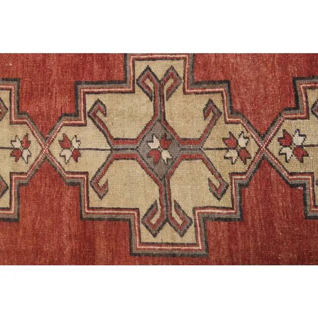 1970s Turkish Oushak Handmade Wool Cotton Red Area Rug 107x200