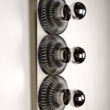 Series of 3 spring wall lights by Philippe Rogier for Oxar, France, 1970s