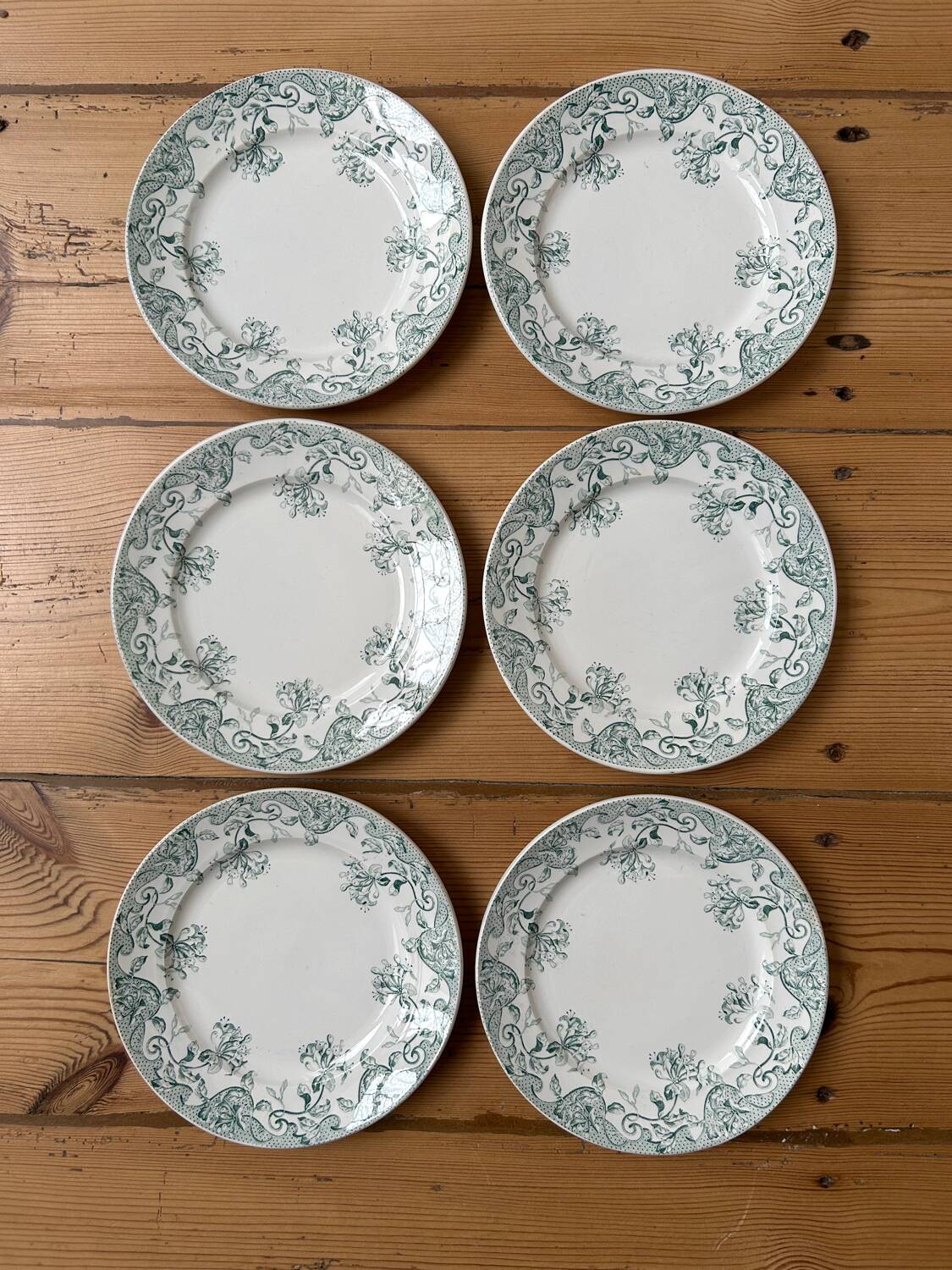 Set of 6 old Terre de Fer flat plates