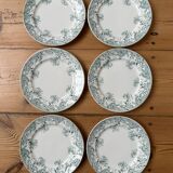 Set of 6 old flat plates Terre de Fer