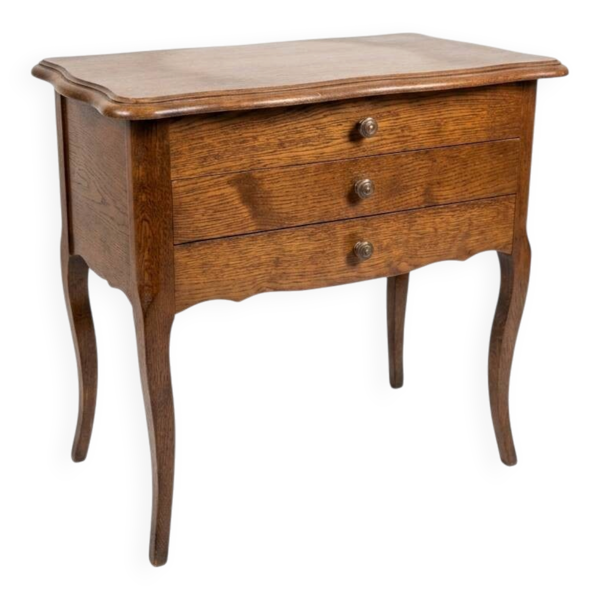 Table de chevet en chêne style Louis XV
