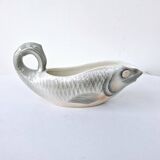 Gravy Boat With Handle Old Earthenware Ceramic Sarreguemines Salmon Fish Shape
