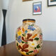 Ceramic vase by J. Massier Vallauris with floral decoration.