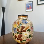 Ceramic vase by J. Massier Vallauris with floral decoration.